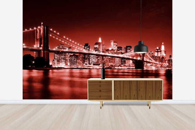 PHOTOWALL / Brooklyn Bridge - Red (e22383)