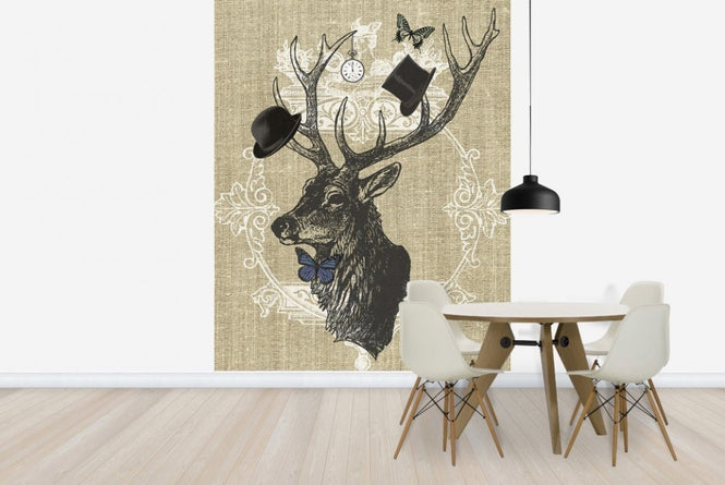 PHOTOWALL / Gentleman Stag Butterfly Linen (e22635)