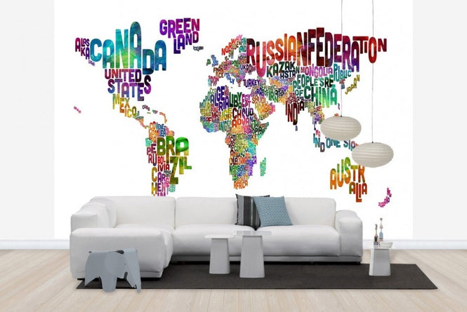 PHOTOWALL / Typographic Text World Map (e22673)
