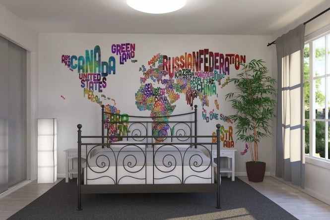 PHOTOWALL / Typographic Text World Map (e22673)
