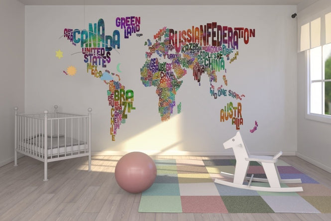 PHOTOWALL / Typographic Text World Map (e22673)