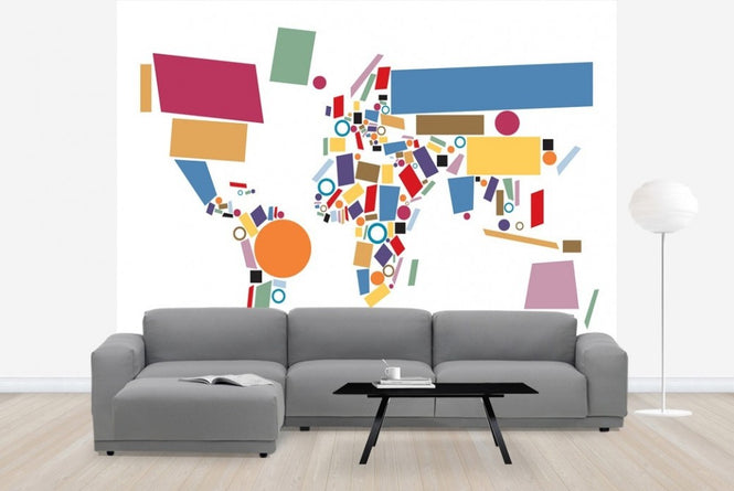 PHOTOWALL / Abstract World Map Squares (e22702)