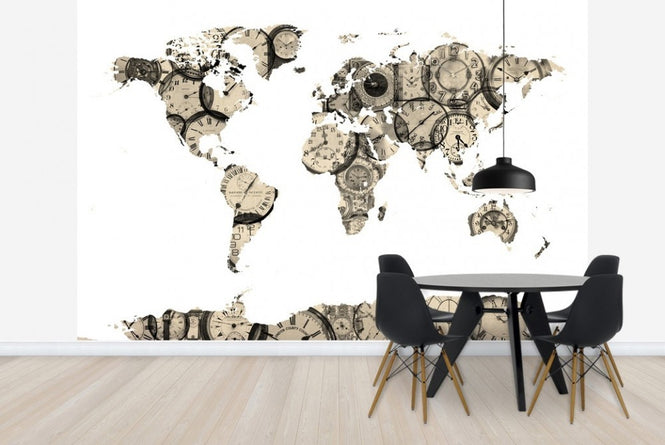 PHOTOWALL / Old Clocks World Map (e22703)