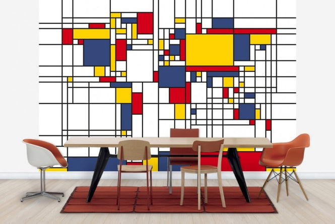 PHOTOWALL / Piet Mondrian Style World Map (e22704)
