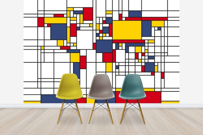 PHOTOWALL / Piet Mondrian Style World Map (e22704)