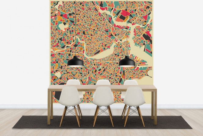 PHOTOWALL / Multicolour Map - Boston (e22729)