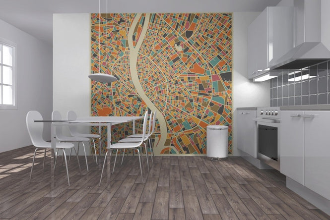 PHOTOWALL / Multicoloured Map - Budapest (e22730)
