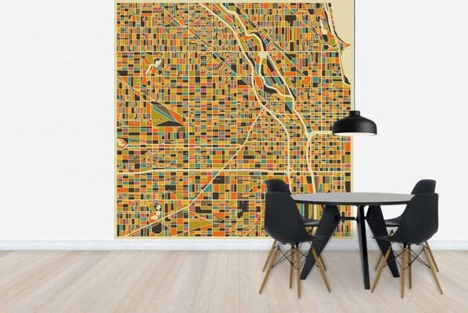 PHOTOWALL / Multicoloured Map - Chicago (e22732)