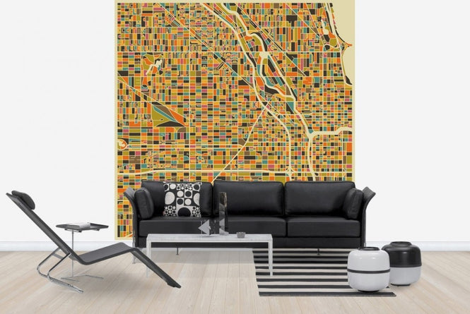 PHOTOWALL / Multicoloured Map - Chicago (e22732)
