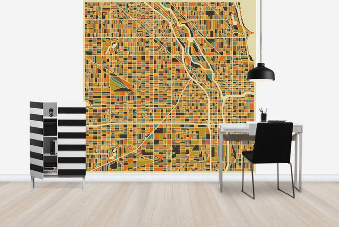 PHOTOWALL / Multicoloured Map - Chicago (e22732)