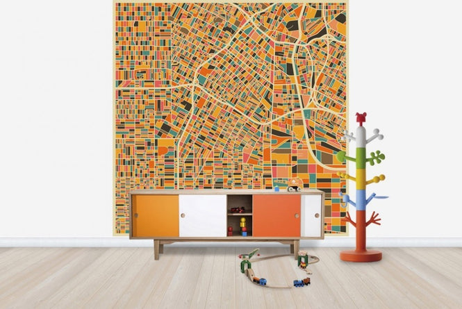 PHOTOWALL / Multicolor Map - Los Angeles (e22735)
