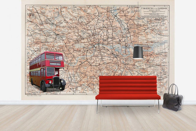 PHOTOWALL / London Map with Bus (e23598)