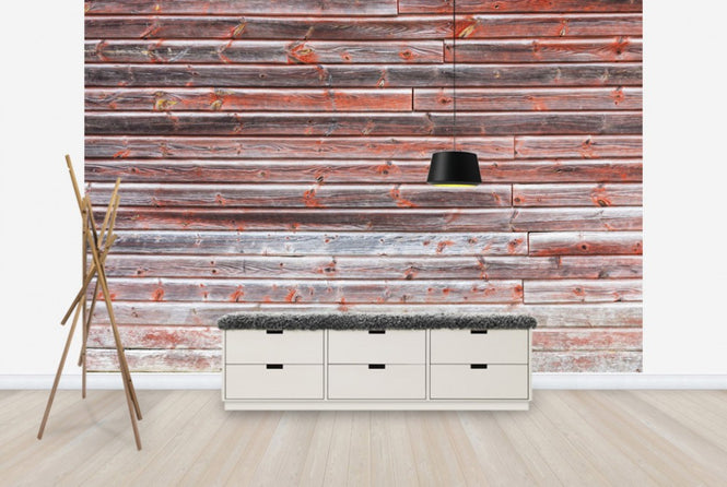PHOTOWALL / Old Red Wooden Wall (e23784)