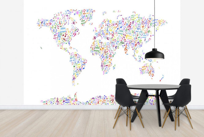 PHOTOWALL / Music Notes World Map Color (e24210)
