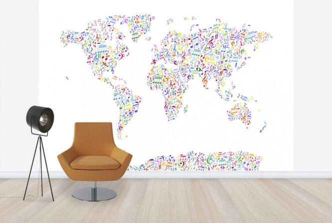 PHOTOWALL / Music Notes World Map Color (e24210)