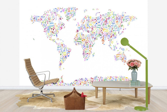 PHOTOWALL / Music Notes World Map Color (e24210)