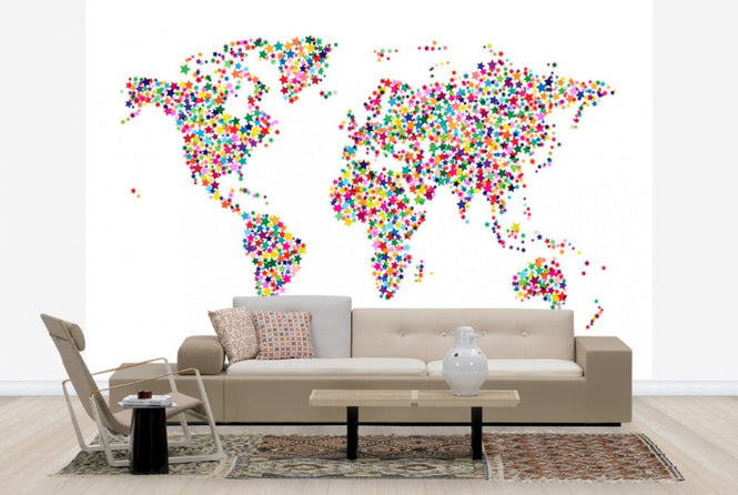 PHOTOWALL / Stars World Map Color (e24214)