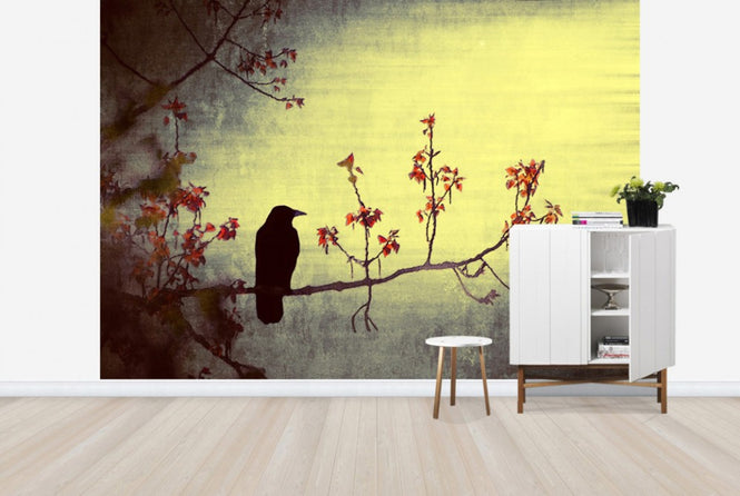 PHOTOWALL / Crow on Flowering Branch (e24370)