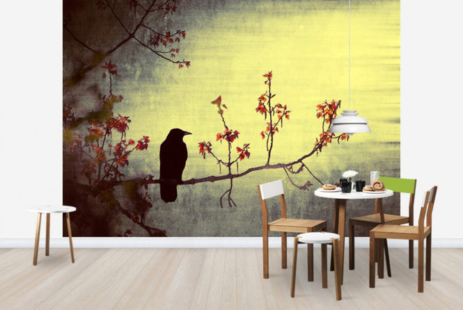 PHOTOWALL / Crow on Flowering Branch (e24370)