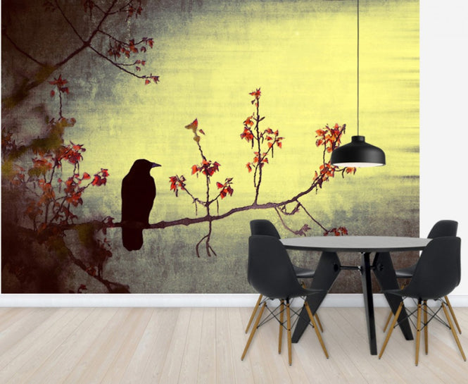 PHOTOWALL / Crow on Flowering Branch (e24370)