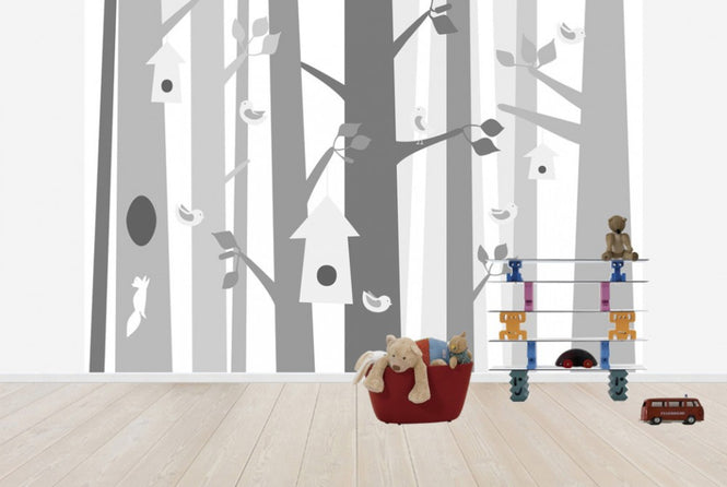 PHOTOWALL / Bird Forest - Grey (e40415)