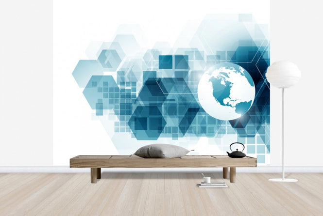 PHOTOWALL / Globe with Geometric Background (e25020)