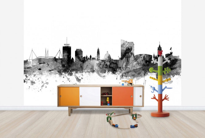 PHOTOWALL / Cardiff Wales Skyline Black (e25344)