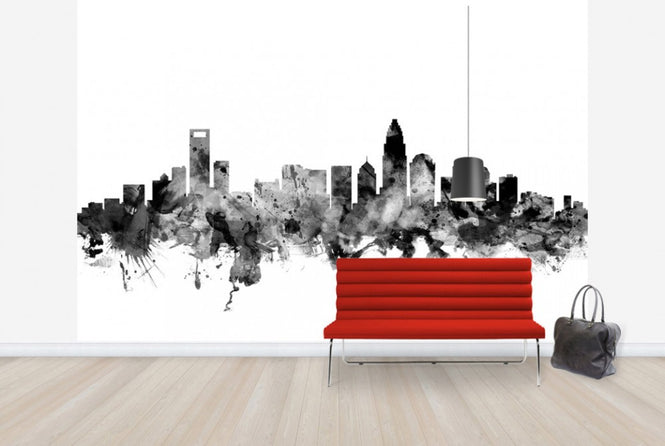 PHOTOWALL / Charlotte North Carolina Skyline Black (e25345)