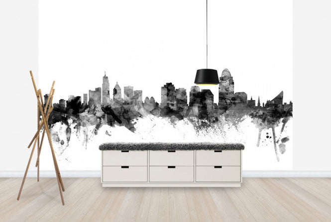 PHOTOWALL / Cincinnati Ohio Skyline Black (e25347)