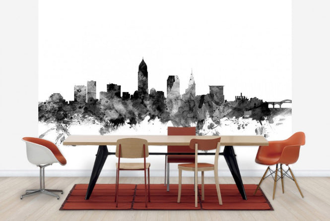 PHOTOWALL / Cleveland Ohio Skyline Black (e25348)