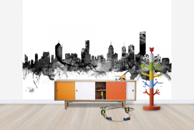 PHOTOWALL / Melbourne Skyline Black (e25391)