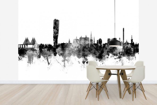 PHOTOWALL / Malmö Skyline Black (e25578)