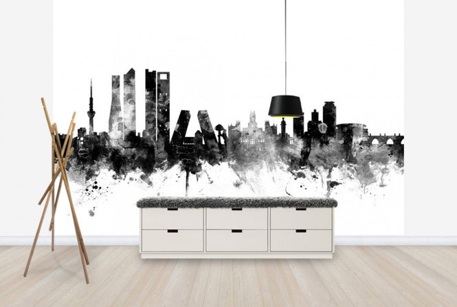 PHOTOWALL / Madrid Skyline Black (e25584)