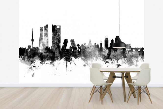 PHOTOWALL / Madrid Skyline Black (e25584)