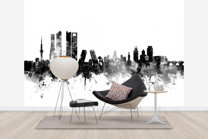 PHOTOWALL / Madrid Skyline Black (e25584)