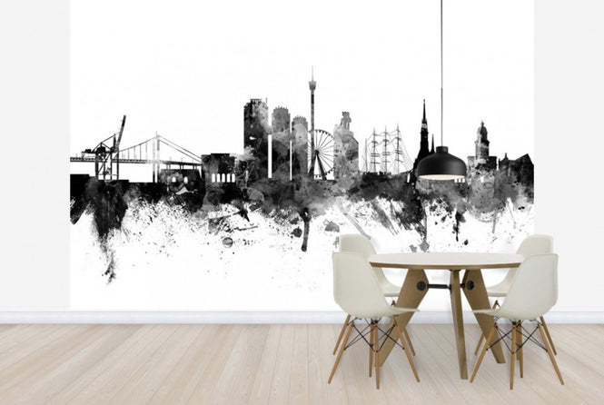 PHOTOWALL / Göteborg Skyline Black (e25784)