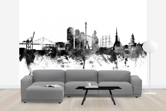 PHOTOWALL / Göteborg Skyline Black (e25784)