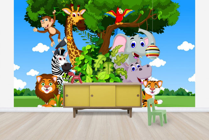 PHOTOWALL / Animals in Forest Cartoon (e25827)
