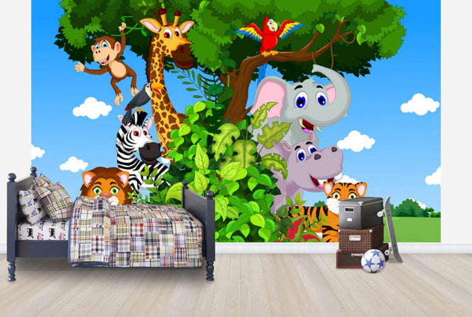 PHOTOWALL / Animals in Forest Cartoon (e25827)