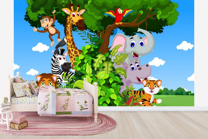 PHOTOWALL / Animals in Forest Cartoon (e25827)
