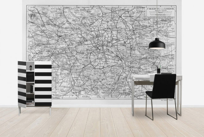 PHOTOWALL / London Map Gray (e30166)