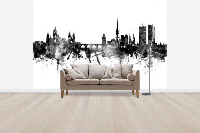 PHOTOWALL / Prague Skyline, black and white (e30497)
