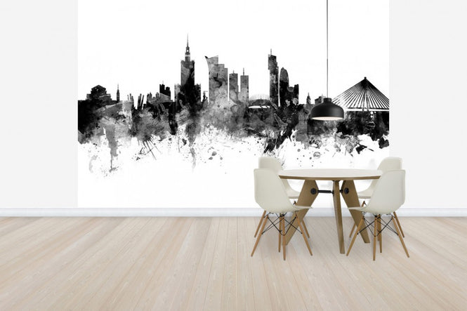 PHOTOWALL / Warsaw Skyline, black and white (e30499)