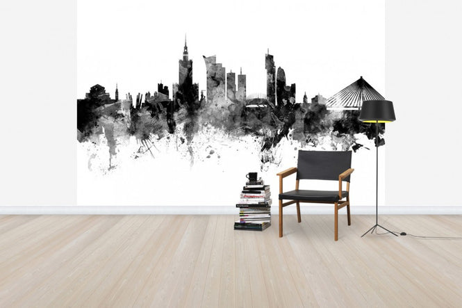 PHOTOWALL / Warsaw Skyline, black and white (e30499)