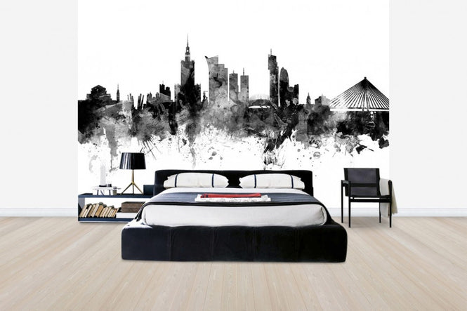 PHOTOWALL / Warsaw Skyline, black and white (e30499)