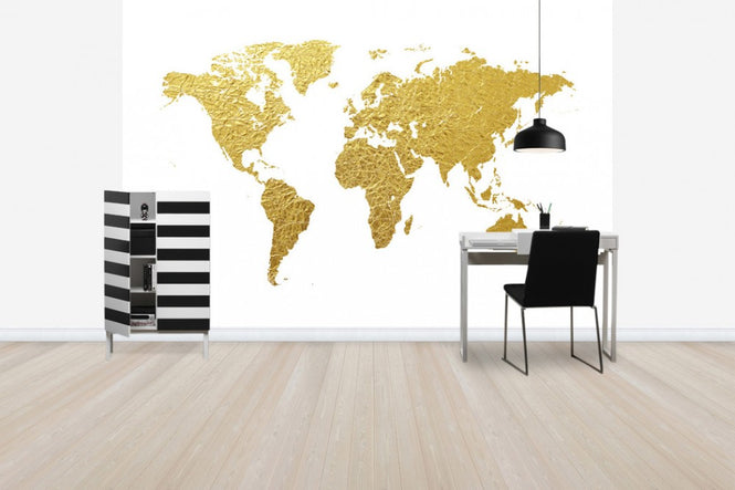 PHOTOWALL / World Map Gold (e30540)