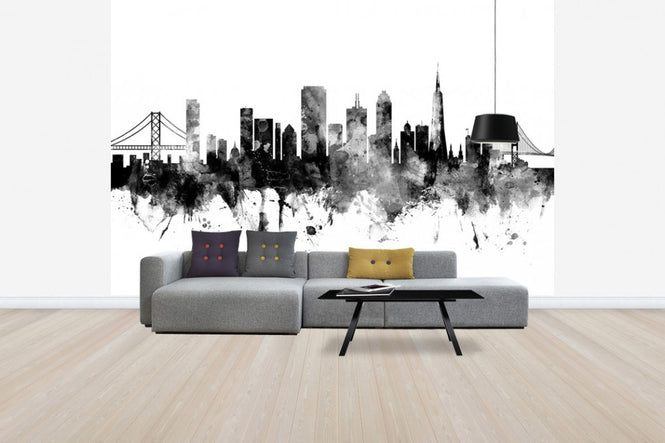 PHOTOWALL / San Francisco City Skyline, black and white (e30560)