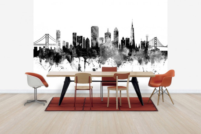 PHOTOWALL / San Francisco City Skyline, black and white (e30560)