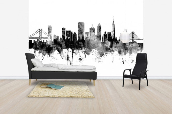PHOTOWALL / San Francisco City Skyline, black and white (e30560)