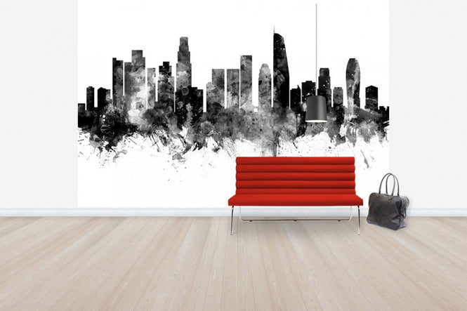 PHOTOWALL / Los Angeles California Skyline, black and white 2 (e30569)